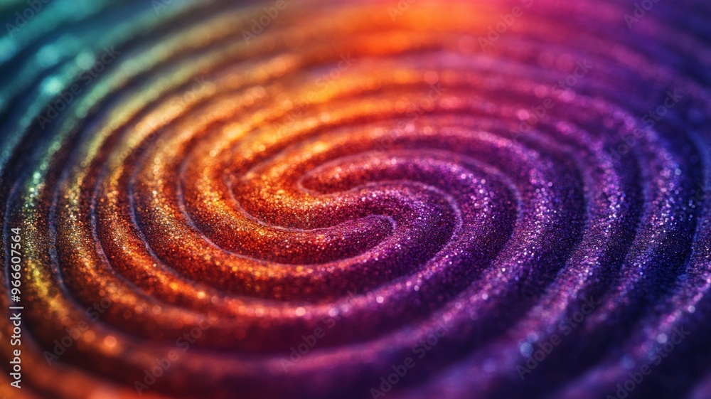 Colorful spiral pattern in vibrant glitter texture Colorful spiral pattern in vibrant glitter texture