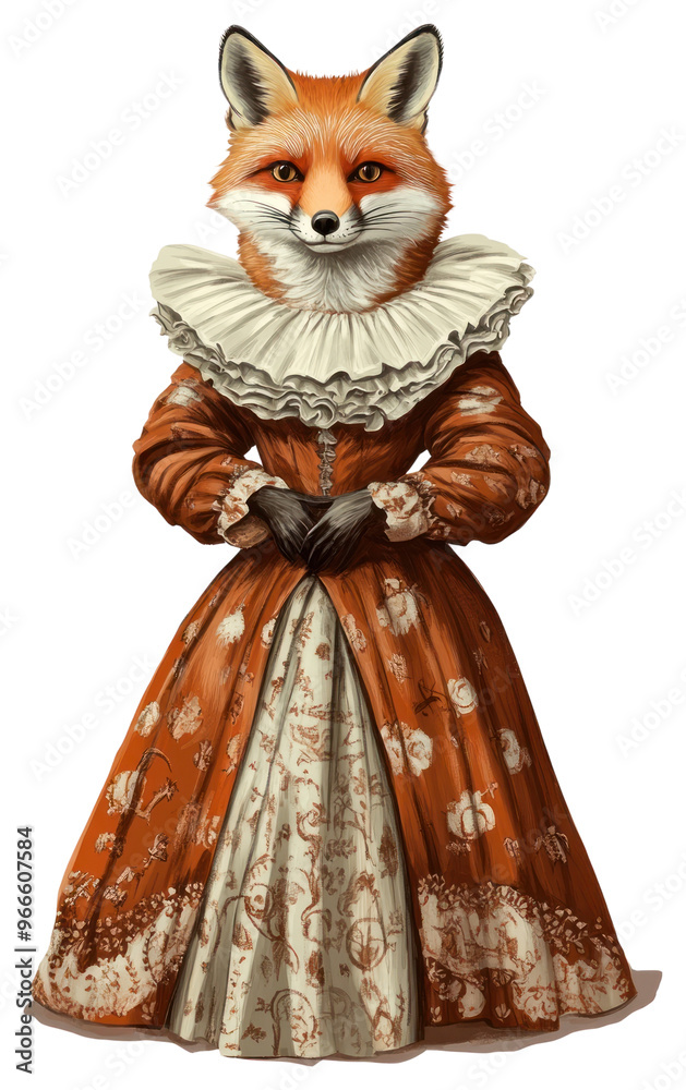 Fototapeta premium PNG Animal fox human dress.