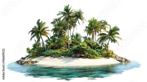 tropical island on a transparent background