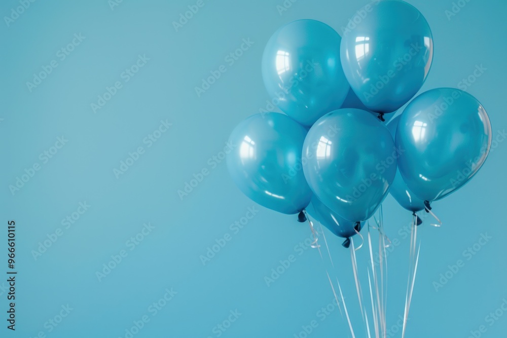 A bunch of light blue balloons against a blue background, with space for text. A bunch of light blue balloons against a blue background, with space for text.