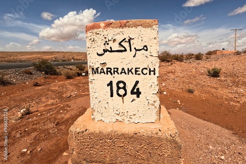 Marrakech Sign 184 km Morocco photo