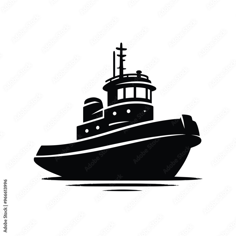 Obraz premium Tugboat Silhouette on Water