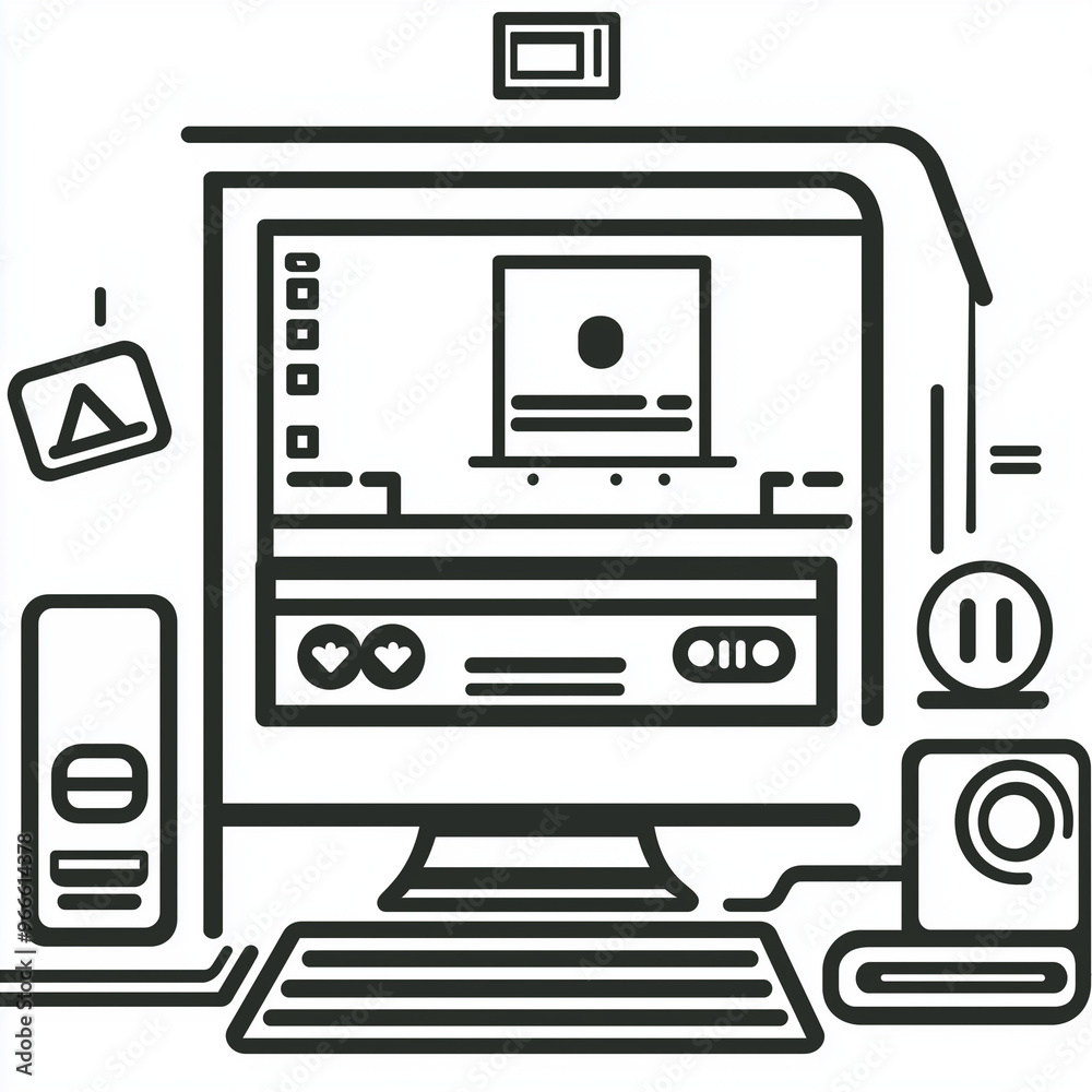 Refined Computer Icon: Sleek Tech Graphics for Modern Technology Themes Refined Computer Icon: Sleek Tech Graphics for Modern Technology Themes
