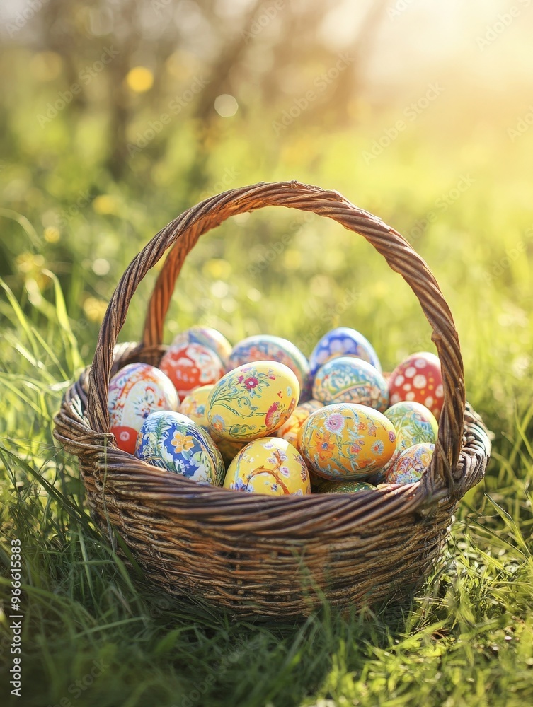 Easter Eggs in a Basket. Easter Eggs in a Basket.