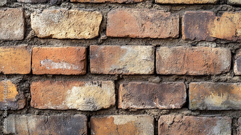Weathered Brick Wall with Mortar and Uneven Texture Weathered Brick Wall with Mortar and Uneven Texture