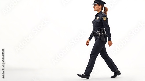 Determined Police Officer Patrolling for Community Safety - Law Enforcement Concept in High-Quality Image