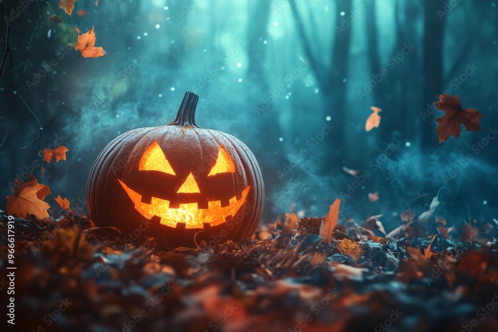 halloween pumpkin in the forest halloween pumpkin in the forest