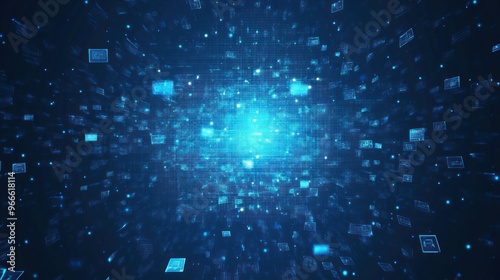 Background Abstract for Blue colored Tech Finance Fintech Pixel Pattern. Abstract Business Tech Science Vector Backdrop