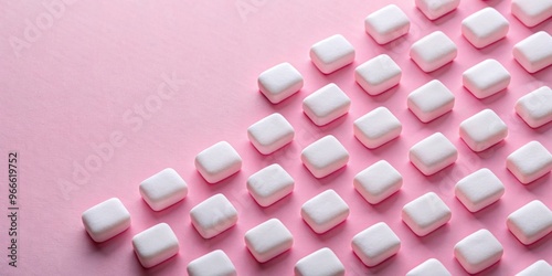 Sweetener tablets neatly arranged on a pink background , sweetener, tablets, pink, background, artificial, sugar photo