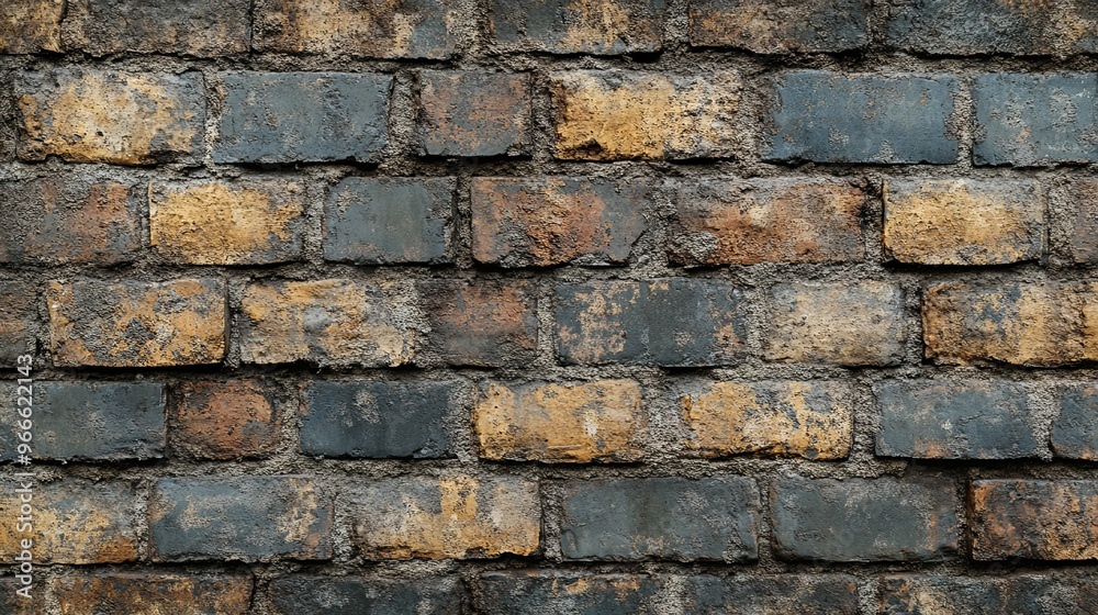Weathered Brick Wall Texture with Gray, Yellow, and Brown Bricks Weathered Brick Wall Texture with Gray, Yellow, and Brown Bricks