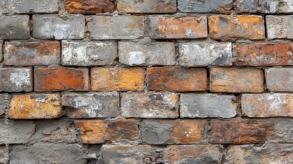 Weathered Brick Wall with Cracked Mortar