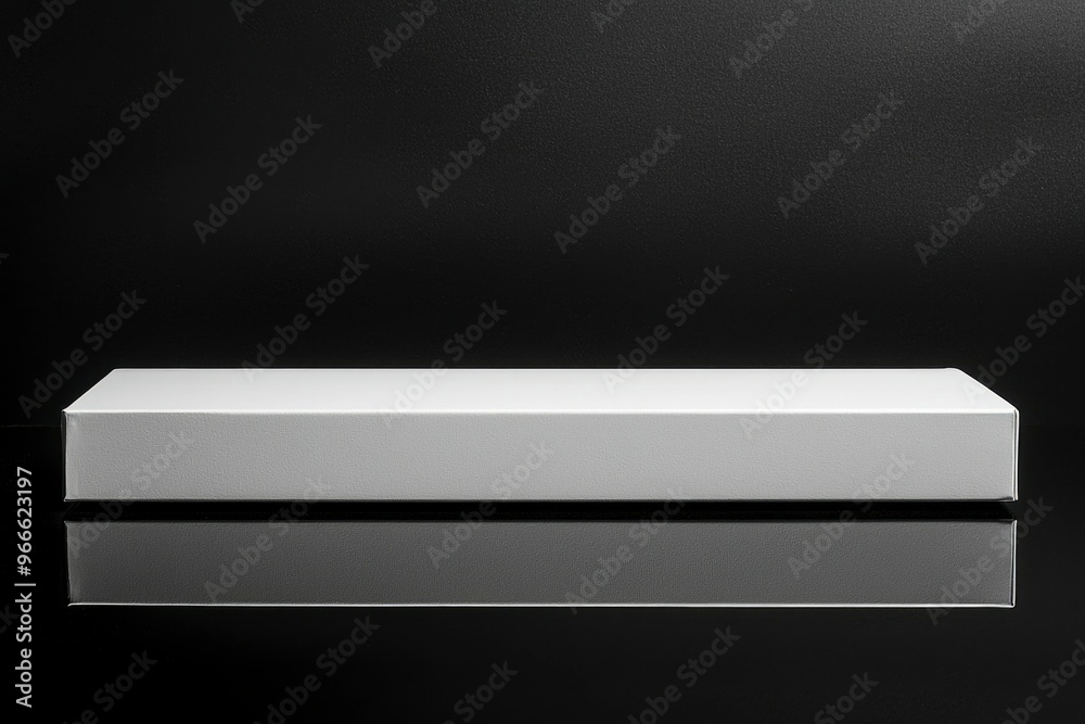 White Box Reflecting on Black Surface White Box Reflecting on Black Surface