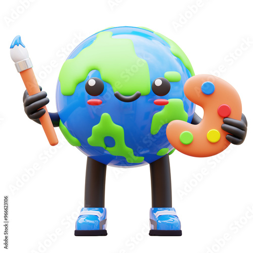 3D Earth character holding no sound sign, promoting noise control and global awareness, suitable for noise control and environment-related content photo