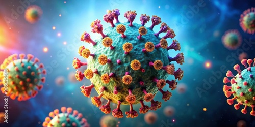 Wallpaper Mural Closeup view of a virus particle, viral, threat, closeup, microscopic, infection, illness, disease, outbreak Torontodigital.ca