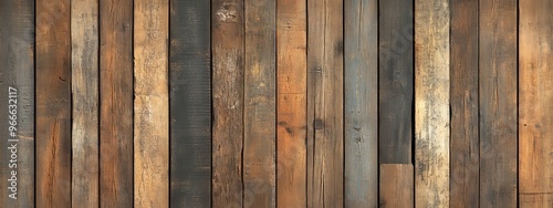 Weathered Wooden Plank Wall with Varying Colors and Textures