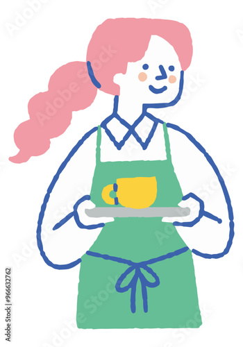 Waitress carrying drinks in a restaurant_Color