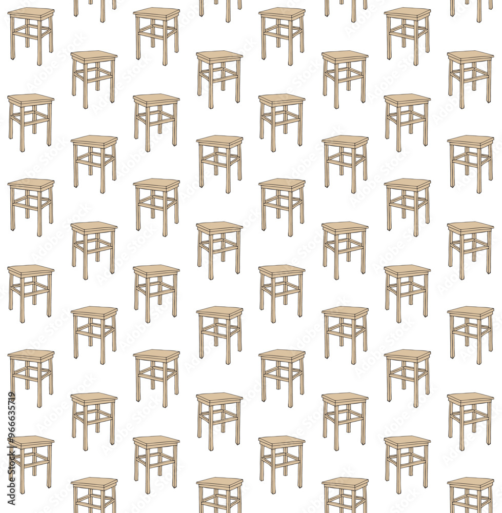 Vector seamless pattern of hand drawn sketch doodle colored stool isolated on white background Vector seamless pattern of hand drawn sketch doodle colored stool isolated on white background