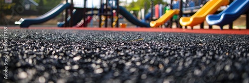Recycled rubber granules from discarded vehicle tires for athletic and recreational surfaces photo