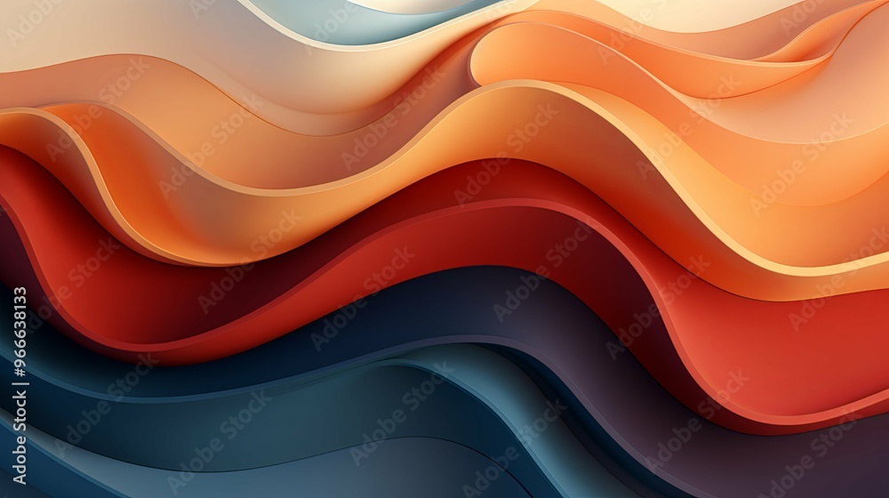 Abstract Curved Pattern of Orange, Red, and Blue Hues Abstract Curved Pattern of Orange, Red, and Blue Hues