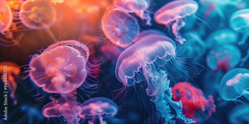 Colorful Jellyfish Wallpaper in the Deep Sea