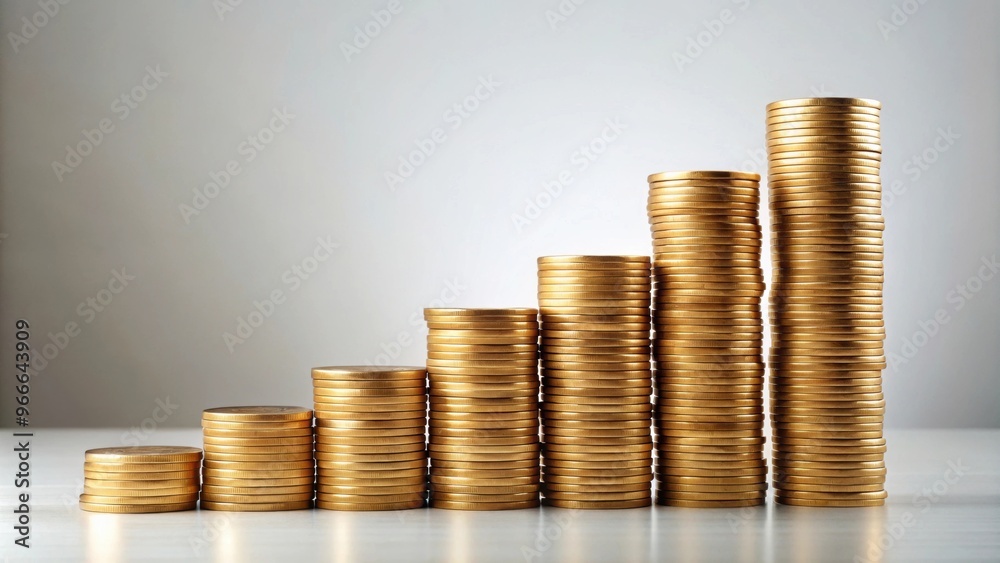 of financial growth with stacks of coins increasing in size, finance, growth, money, wealth, success, investment of financial growth with stacks of coins increasing in size, finance, growth, money, wealth, success, investment