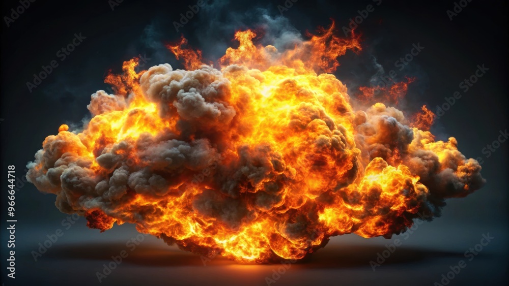 Explosion fire cloud depicted in a dynamic , explosion, fire, cloud,, dynamic, power, danger, destruction, energy, heat Explosion fire cloud depicted in a dynamic , explosion, fire, cloud,, dynamic, power, danger, destruction, energy, heat