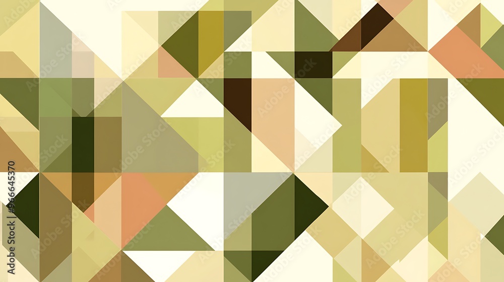 Abstract Geometric Pattern of Green, Beige, and Brown Triangles and Rectangles Abstract Geometric Pattern of Green, Beige, and Brown Triangles and Rectangles