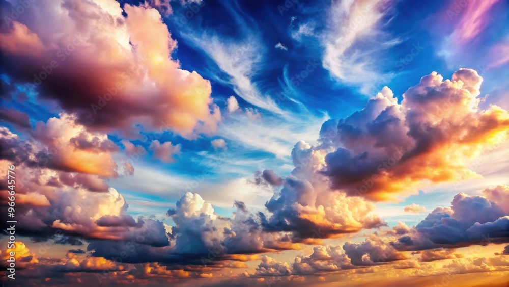 Beautiful clouds in a vibrant sky , sky, nature, beauty, fluffy, peaceful, serene, heavenly