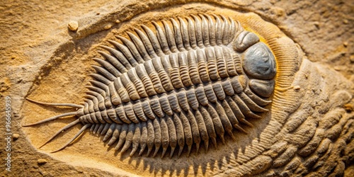 Fossil trilobite imprint in fossilized sediment , trilobite, fossil, sediment, ancient, prehistoric, arthropod
