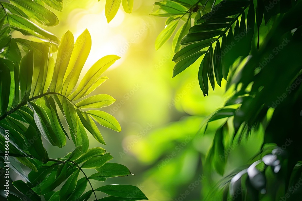 Obraz premium Nature leaves, green tropical forest, backgound concept , ai