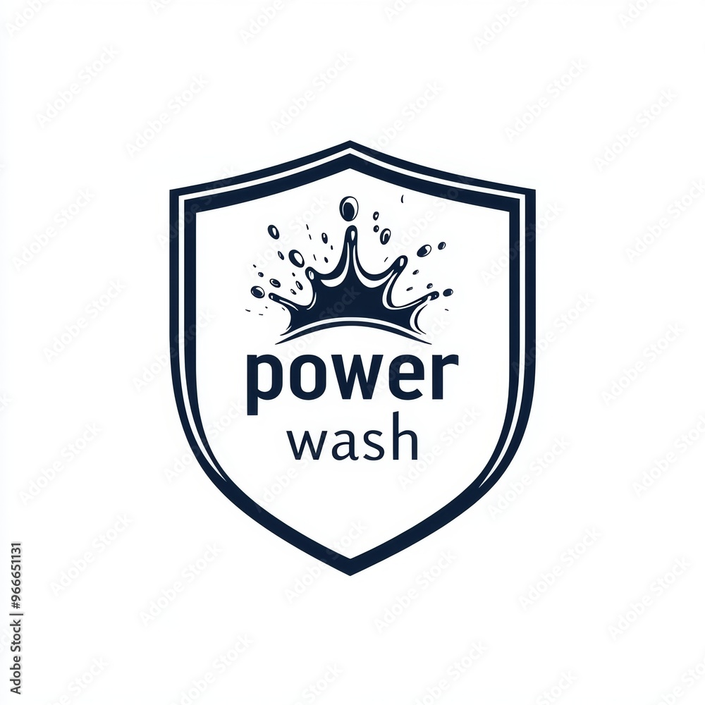 Logo design featuring a crown and water splashes for a power washing service. Logo design featuring a crown and water splashes for a power washing service.