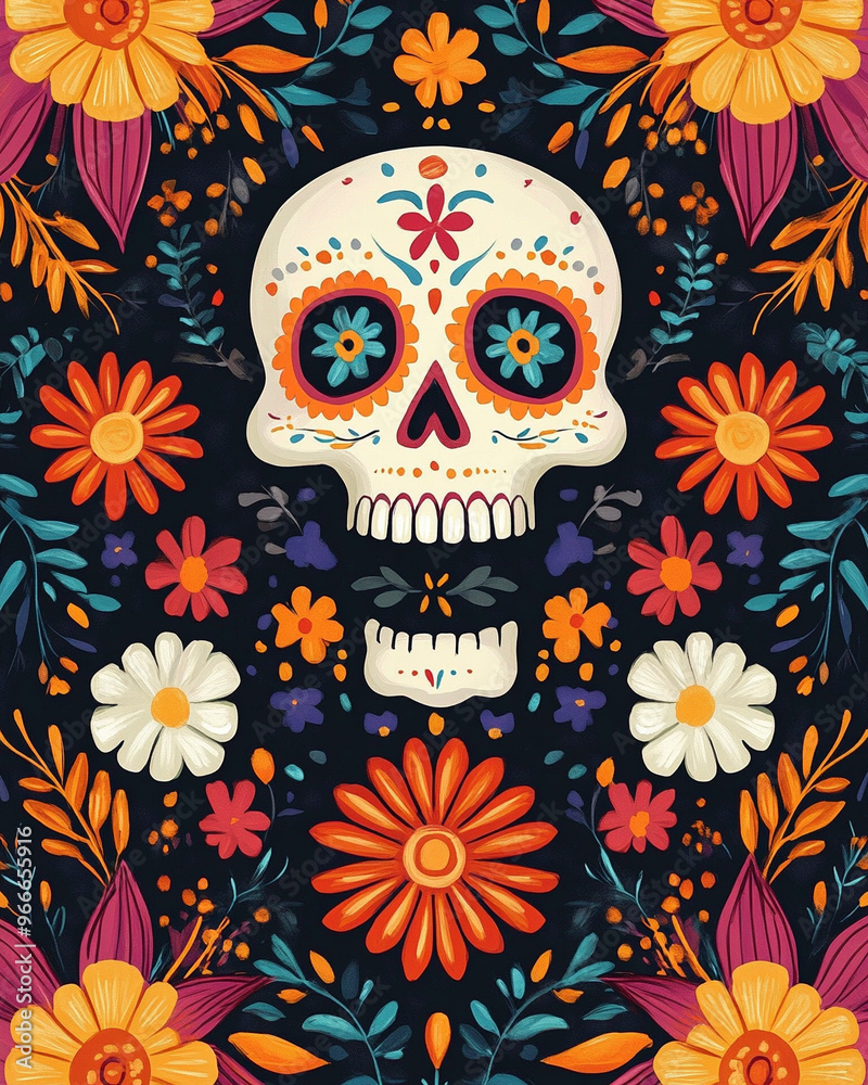 A beautifully designed Dia de Los Muertos