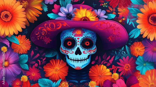 A beautifully designed Dia de Los Muertos