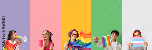 Set of young LGBT people wi...