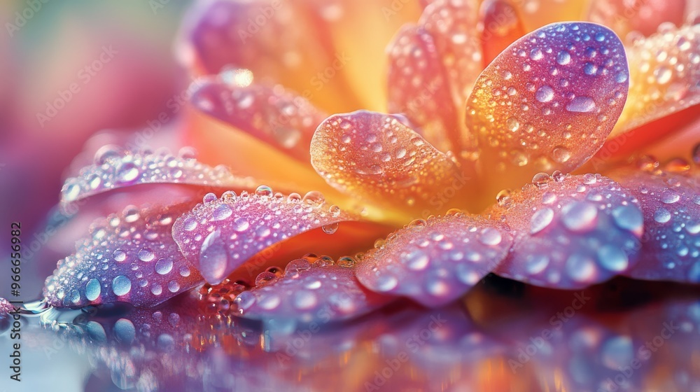 Dewdrops on a Vibrant Petal of a Pink Flower