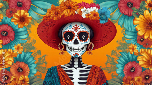 A beautifully designed Dia de Los Muertos