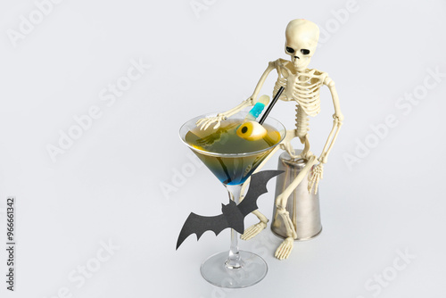 Halloween skeleton with spo...