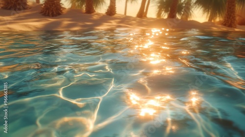 Sunbeams Reflecting on Rippling Water in a Tropical Setting