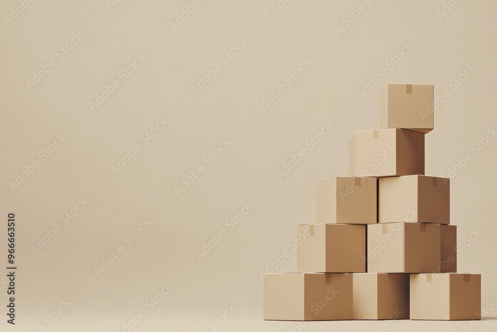 stacked cardboard boxes on a plain isolated, symbolizing logistics and packaging , ai stacked cardboard boxes on a plain isolated, symbolizing logistics and packaging , ai