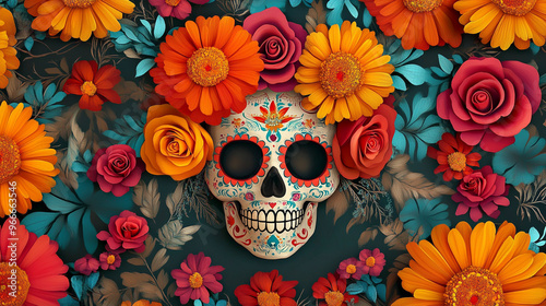 A beautifully designed Dia de Los Muertos