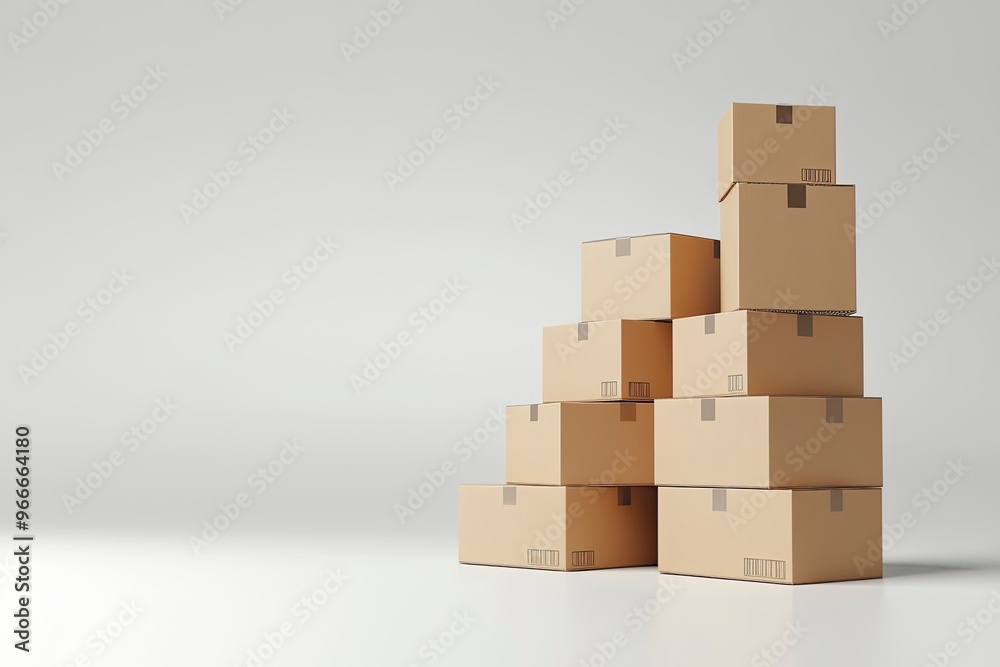 stacked cardboard boxes on a plain isolated, symbolizing logistics and packaging , ai stacked cardboard boxes on a plain isolated, symbolizing logistics and packaging , ai