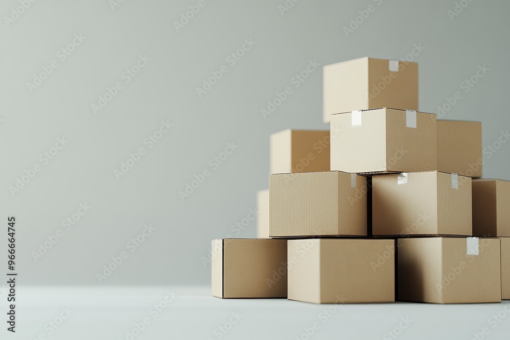 stacked cardboard boxes on a plain isolated, symbolizing logistics and packaging , ai stacked cardboard boxes on a plain isolated, symbolizing logistics and packaging , ai