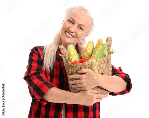 Mature female farmer with w...