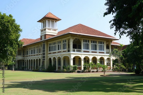 The exterior of school building, ai