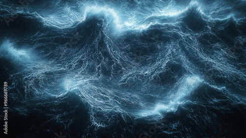 Aerial View of Whitecaps on a Dark Blue Ocean