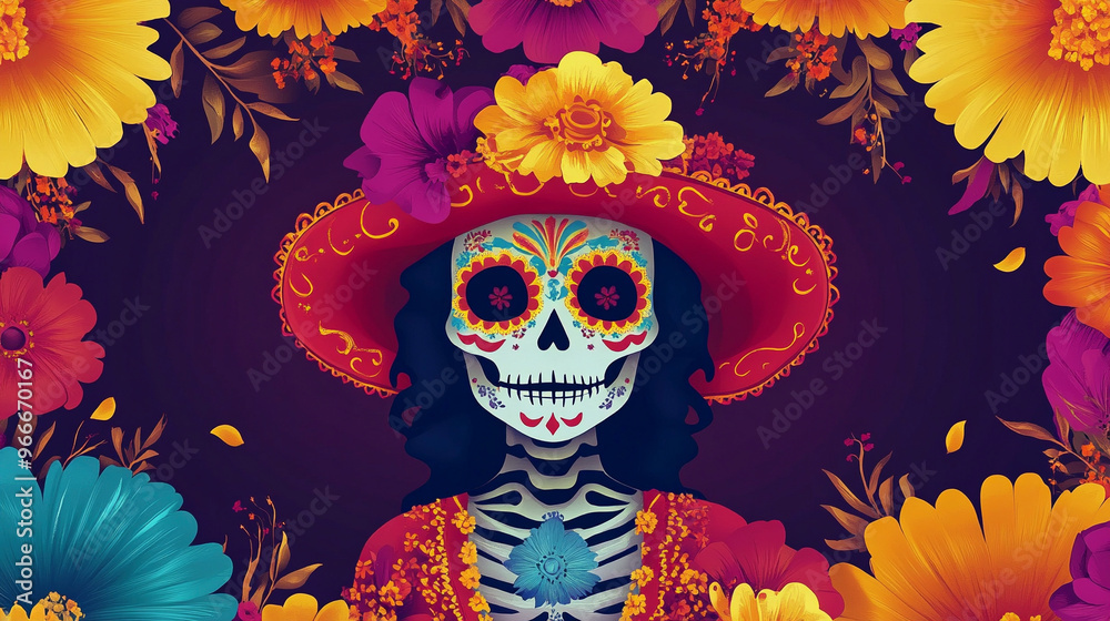 A beautifully designed Dia de Los Muertos