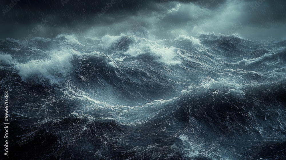 A Stormy Sea With Large Waves and Rain A Stormy Sea With Large Waves and Rain