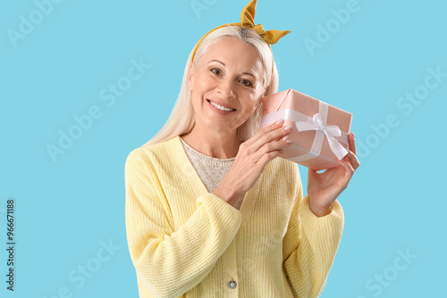 Happy mature woman with gif...