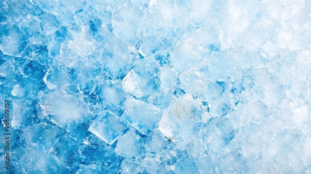 The surface is covered with various blue ice crystals that reflect light, forming a textured abstract background evoking a wintry atmosphere The surface is covered with various blue ice crystals that reflect light, forming a textured abstract background evoking a wintry atmosphere