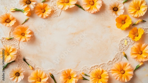 Wallpaper Mural Festive Marigold Flower Frame with Dia de los Muertos Vibe and Blank Space for Customization Torontodigital.ca